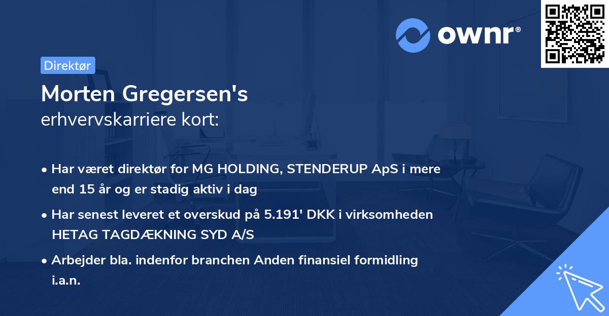 Morten Gregersen's erhvervskarriere kort