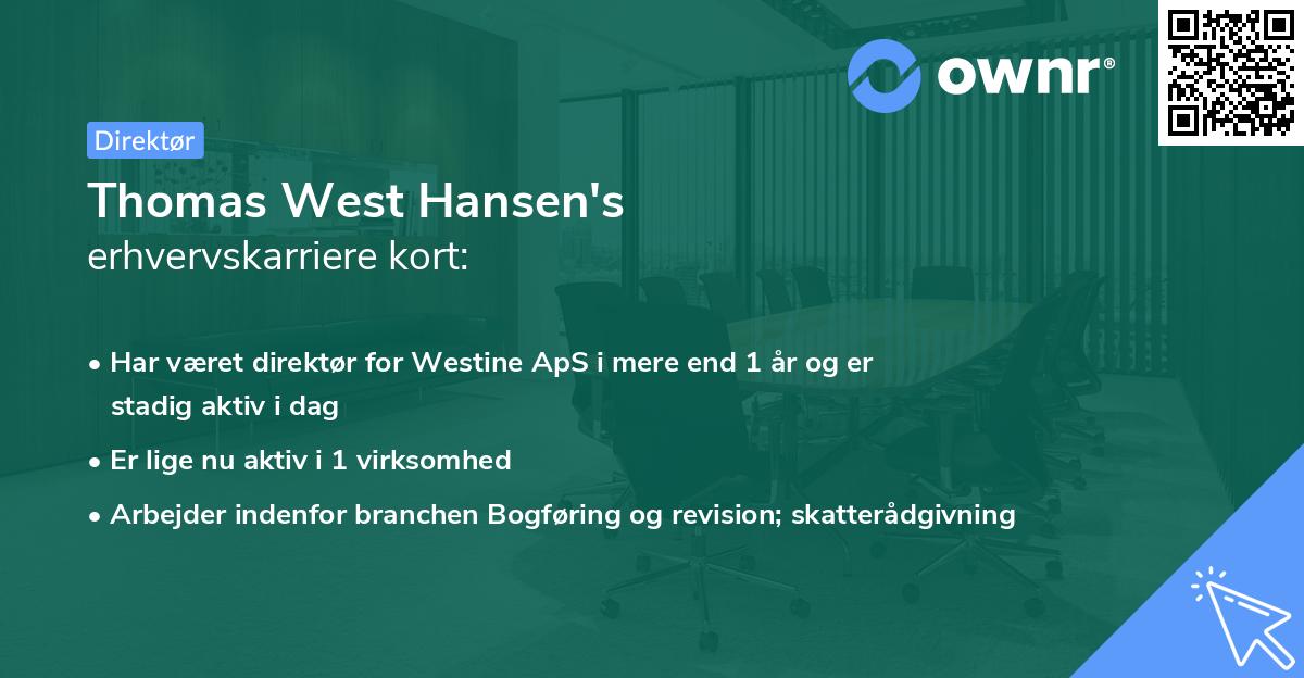 Thomas West Hansen's erhvervskarriere kort