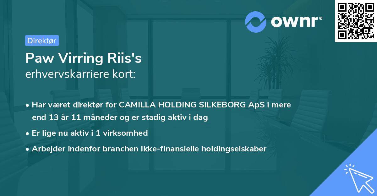 Paw Virring Riis's erhvervskarriere kort