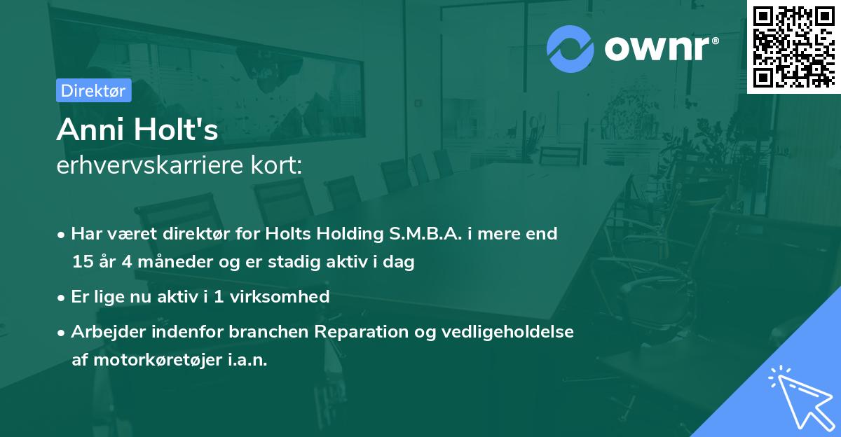 Anni Holt's erhvervskarriere kort