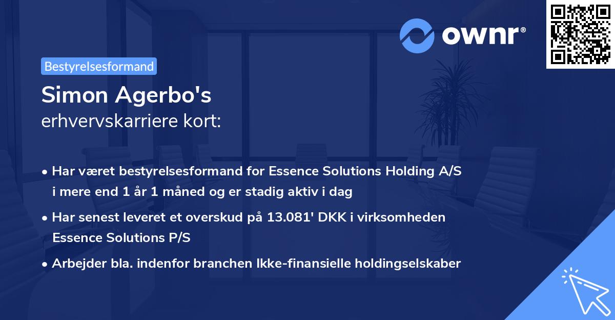 Simon Agerbo's erhvervskarriere kort