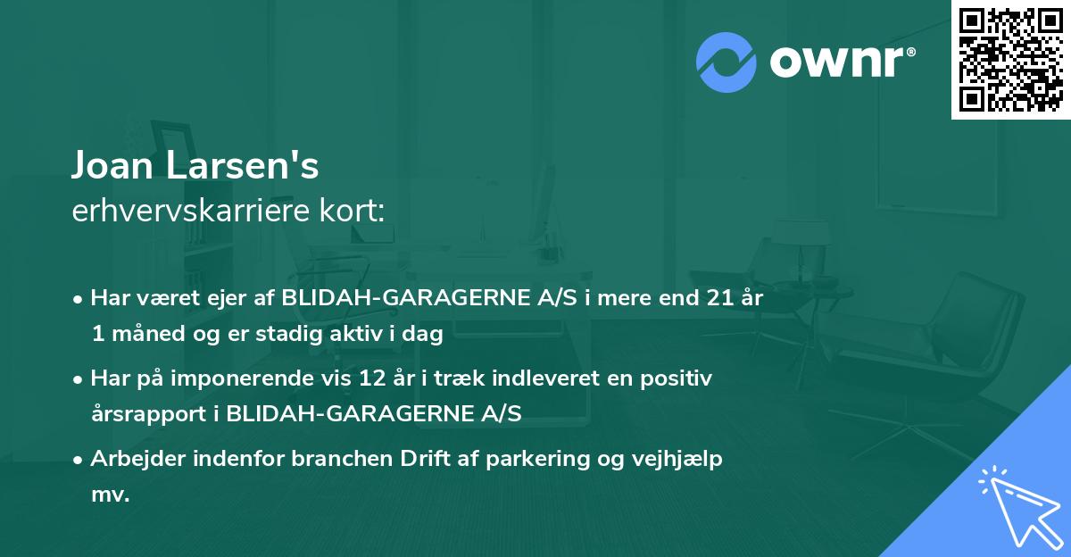 Joan Larsen's erhvervskarriere kort