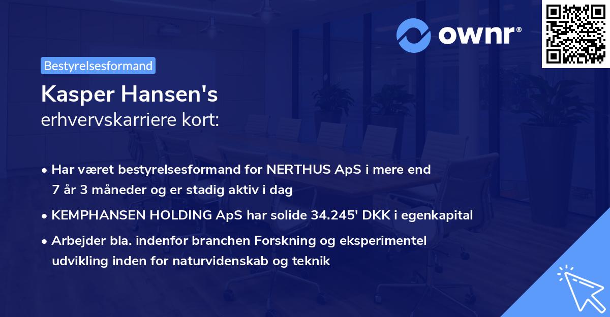 Kasper Hansen's erhvervskarriere kort