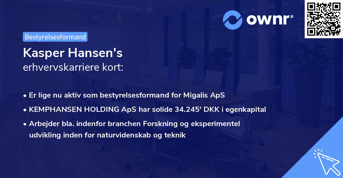 Kasper Hansen's erhvervskarriere kort