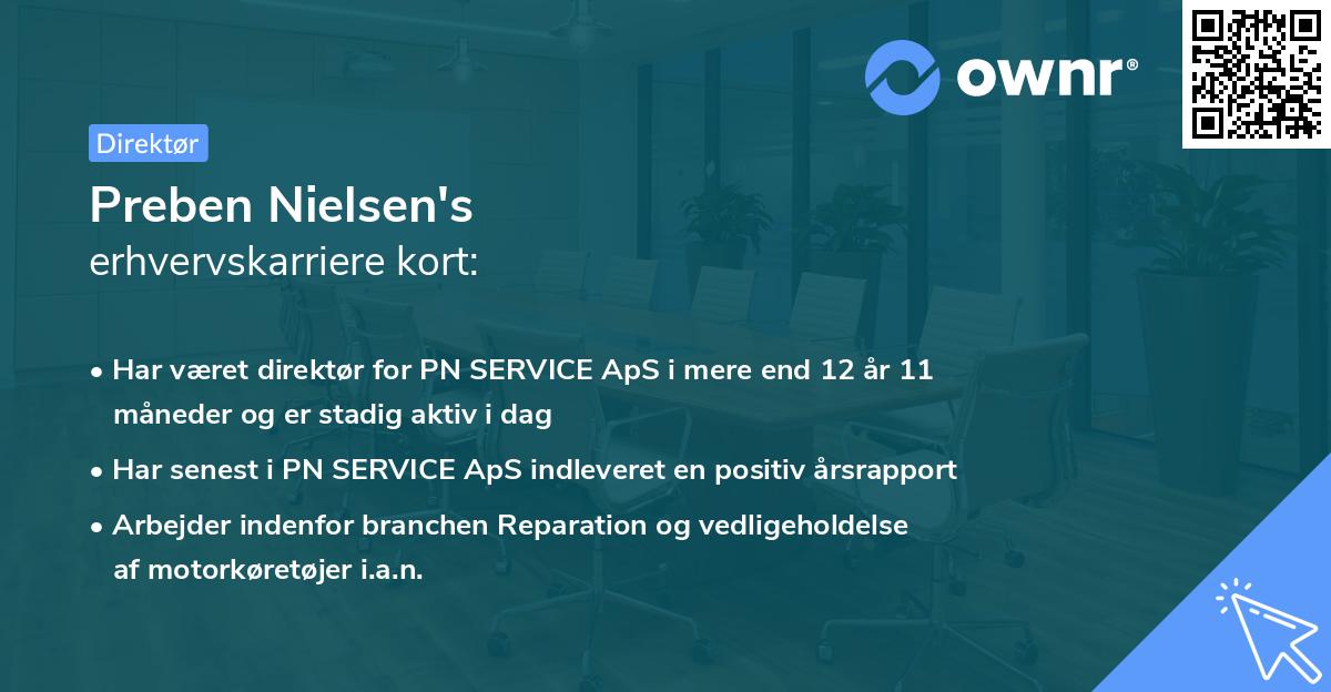 Preben Nielsen's erhvervskarriere kort