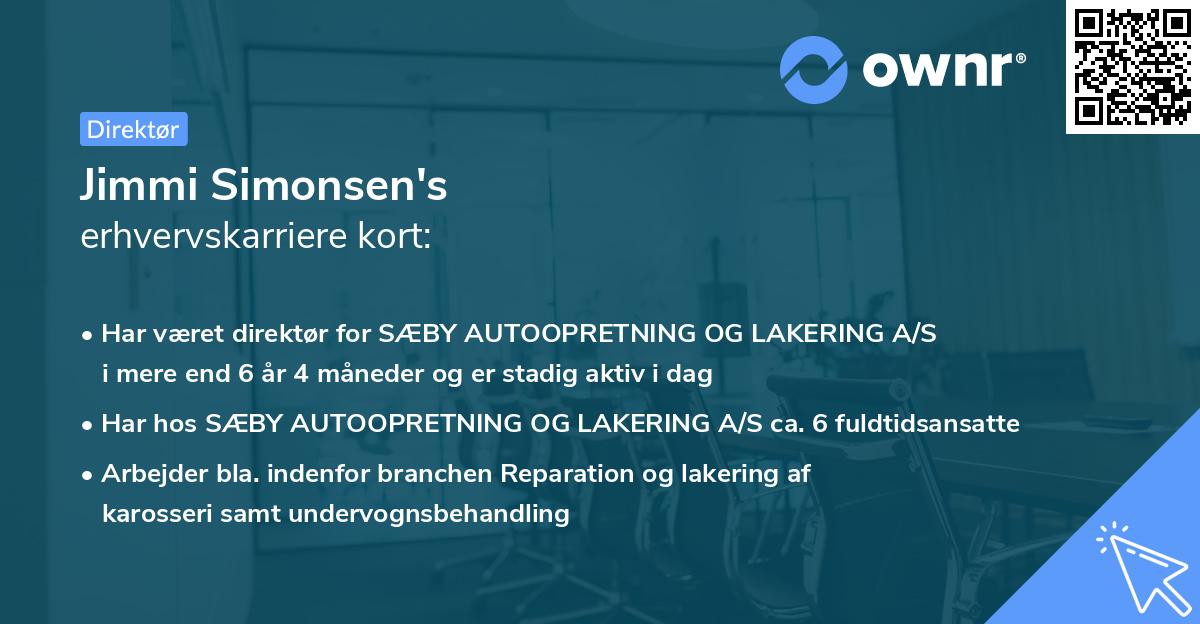 Jimmi Simonsen's erhvervskarriere kort