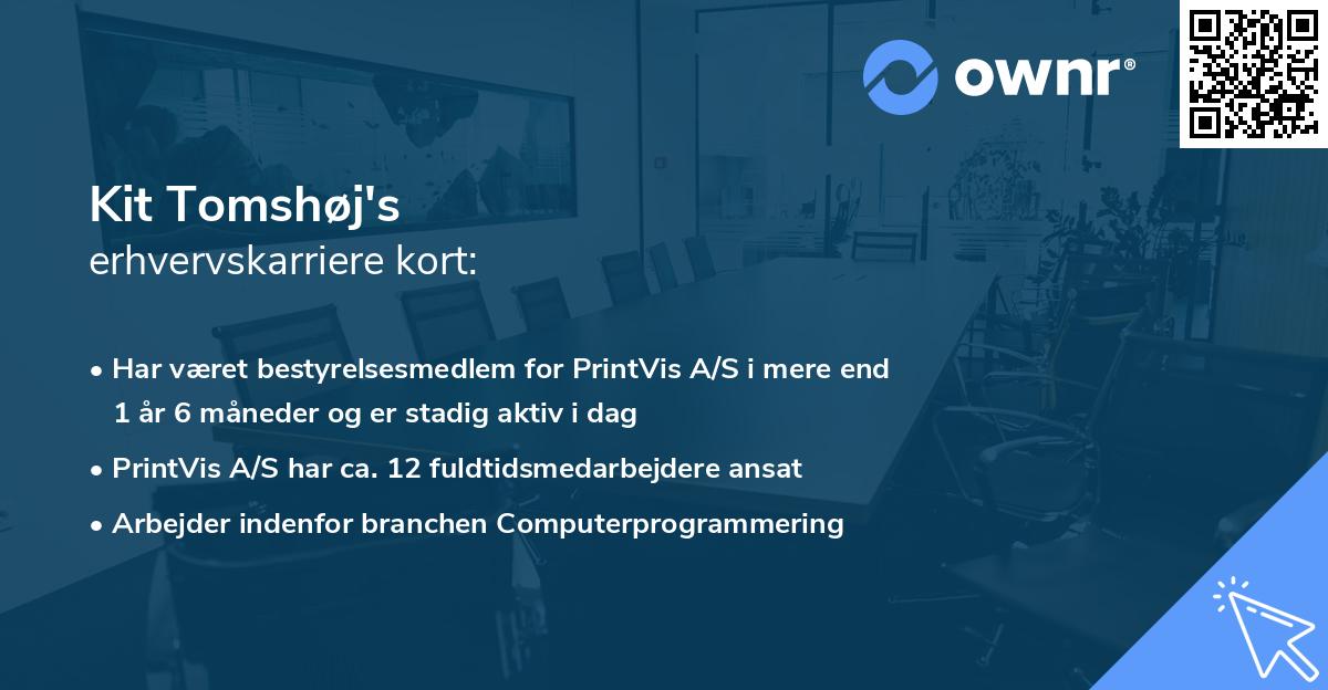 Kit Tomshøj's erhvervskarriere kort