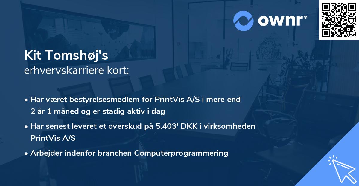 Kit Tomshøj's erhvervskarriere kort