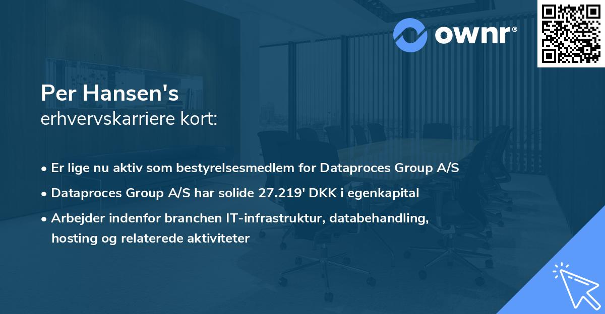 Per Hansen's erhvervskarriere kort