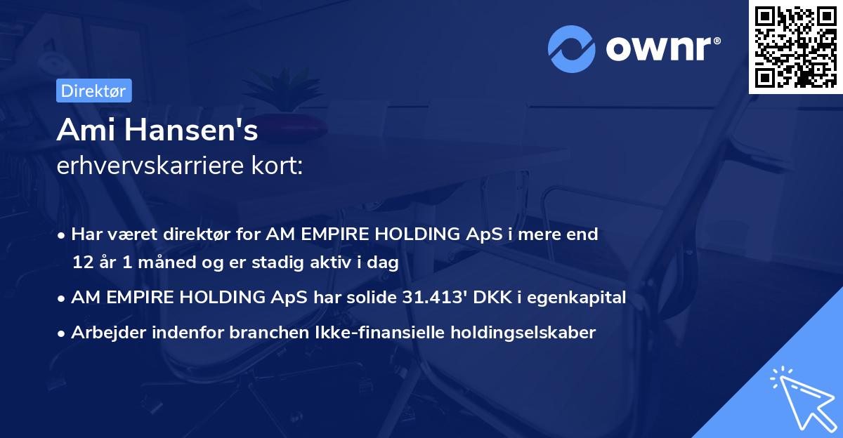 Ami Hansen's erhvervskarriere kort
