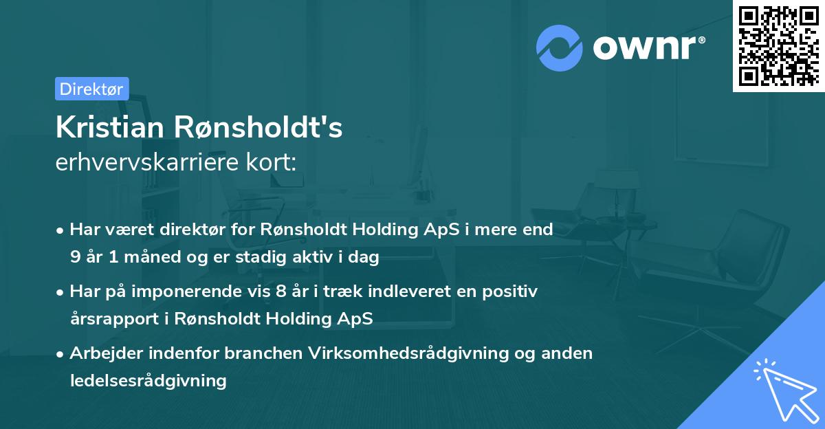 Kristian Rønsholdt's erhvervskarriere kort