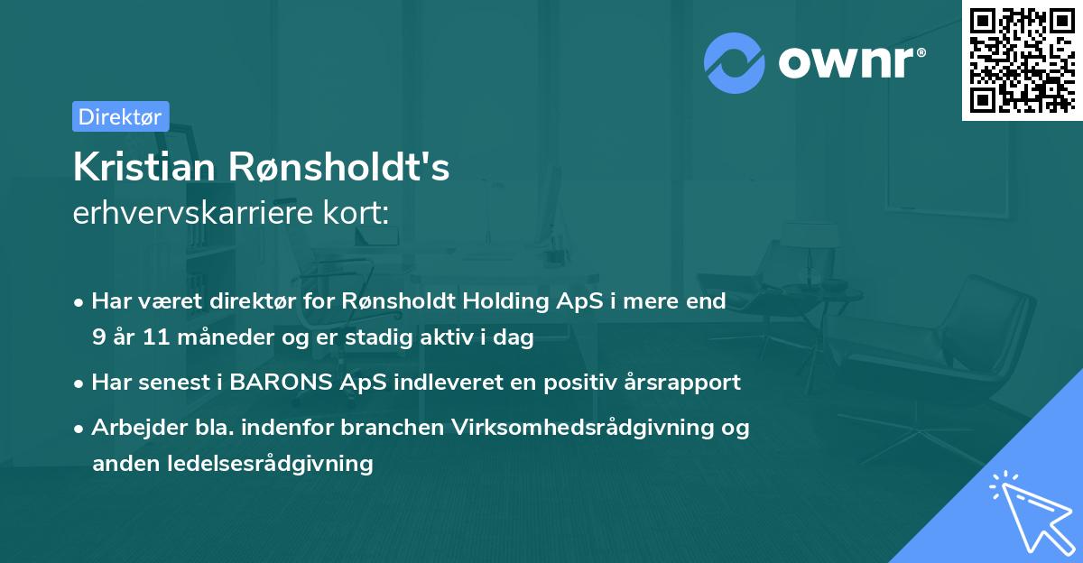 Kristian Rønsholdt's erhvervskarriere kort