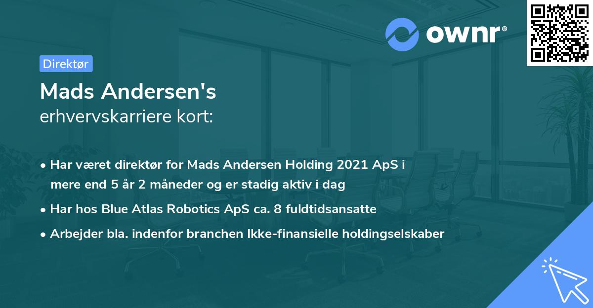 Mads Andersen's erhvervskarriere kort