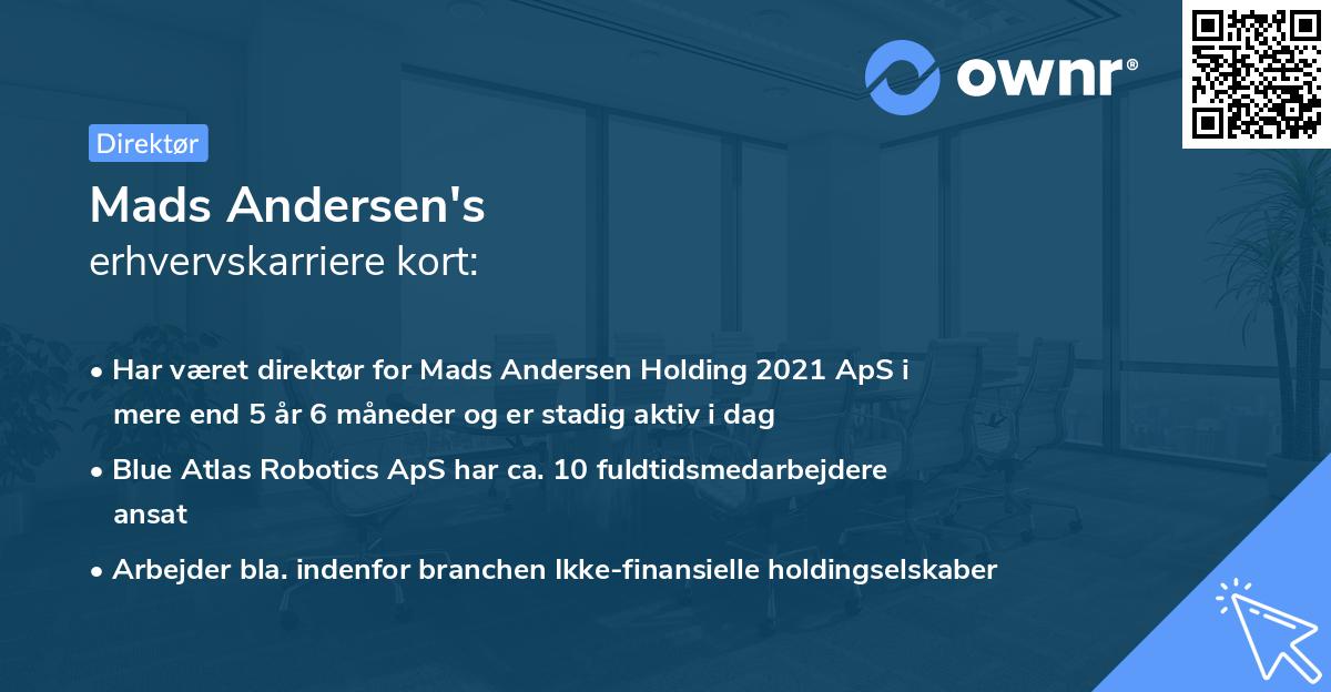 Mads Andersen's erhvervskarriere kort
