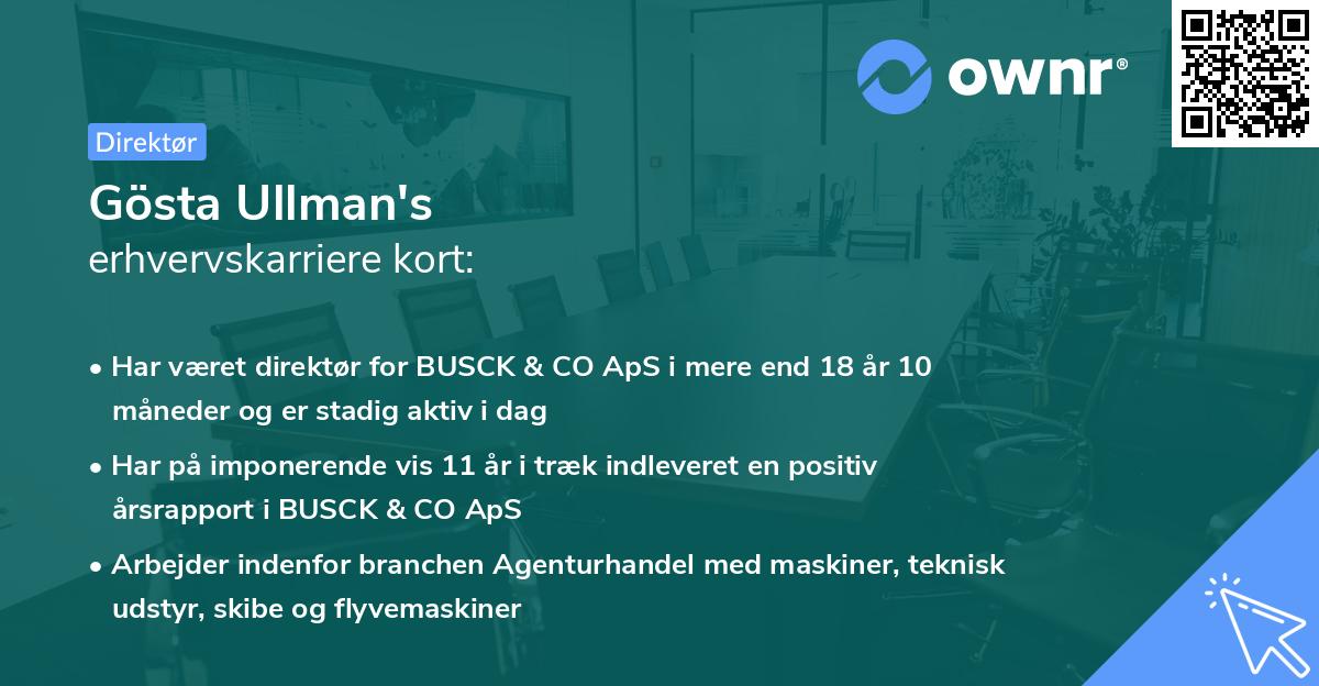 Gösta Ullman's erhvervskarriere kort