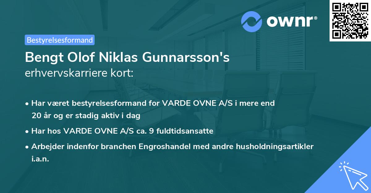 Bengt Olof Niklas Gunnarsson's erhvervskarriere kort