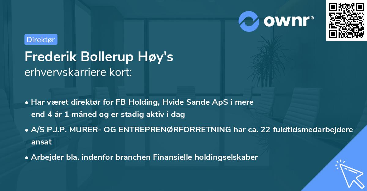 Frederik Bollerup Høy's erhvervskarriere kort