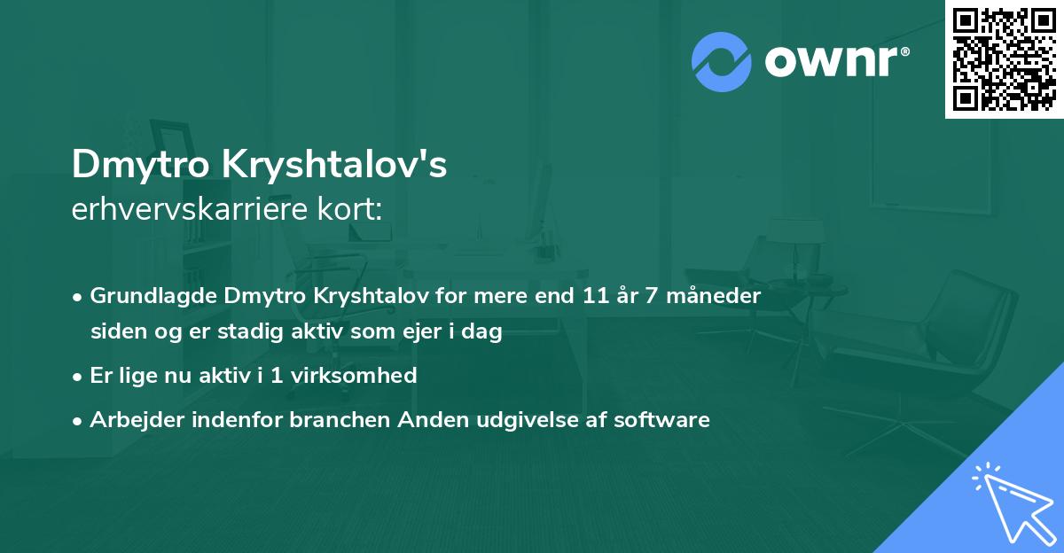 Dmytro Kryshtalov's erhvervskarriere kort