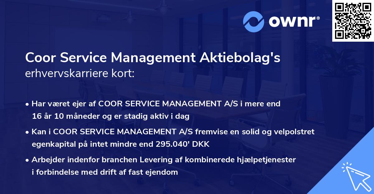 Coor Service Management Aktiebolag's erhvervskarriere kort