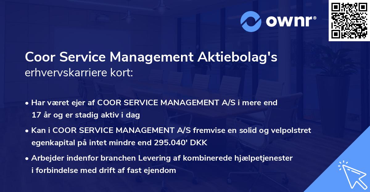 Coor Service Management Aktiebolag's erhvervskarriere kort