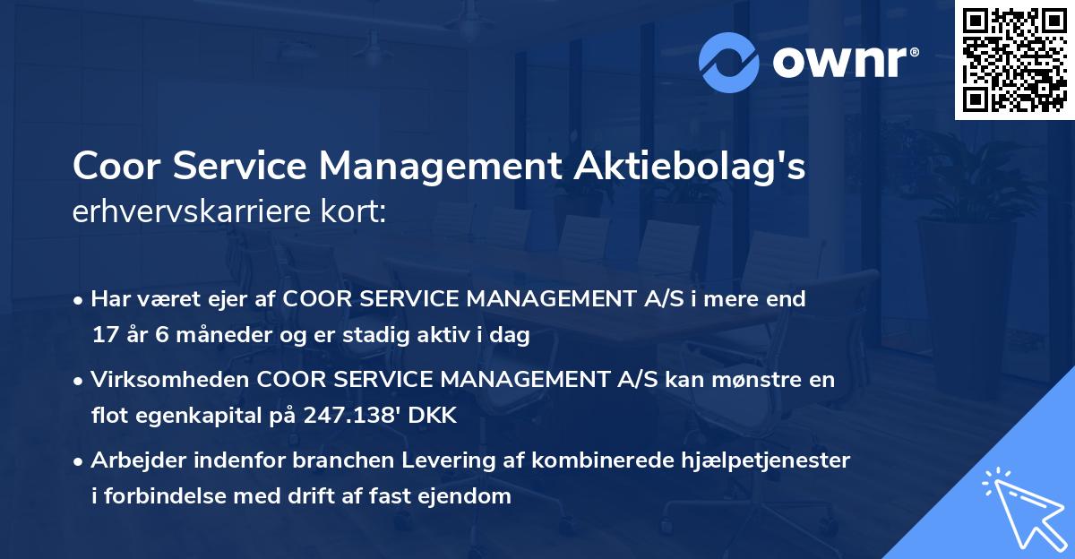 Coor Service Management Aktiebolag's erhvervskarriere kort