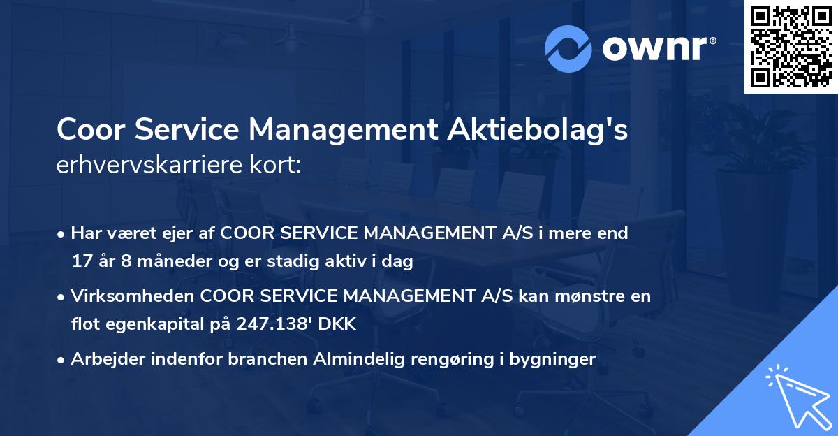 Coor Service Management Aktiebolag's erhvervskarriere kort