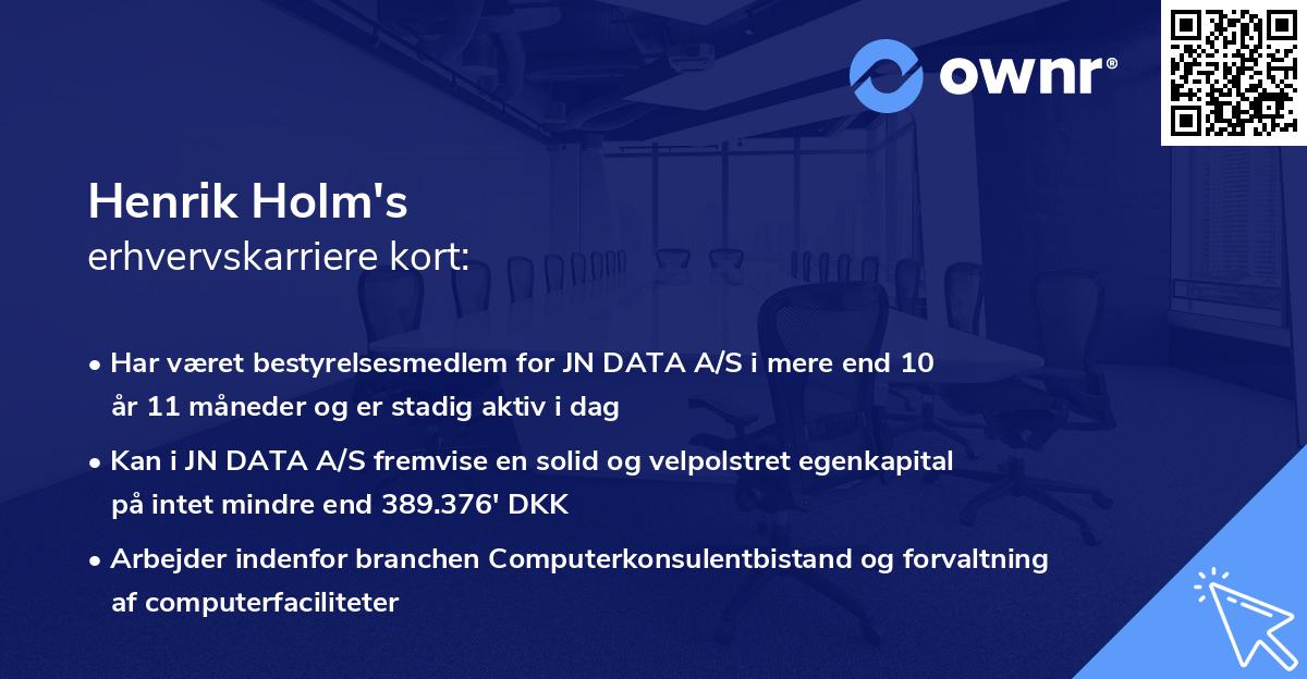 Henrik Holm's erhvervskarriere kort