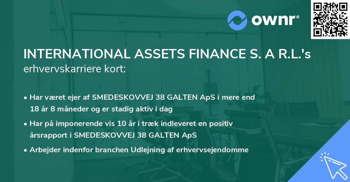 INTERNATIONAL ASSETS FINANCE S. A R.L.'s erhvervskarriere kort