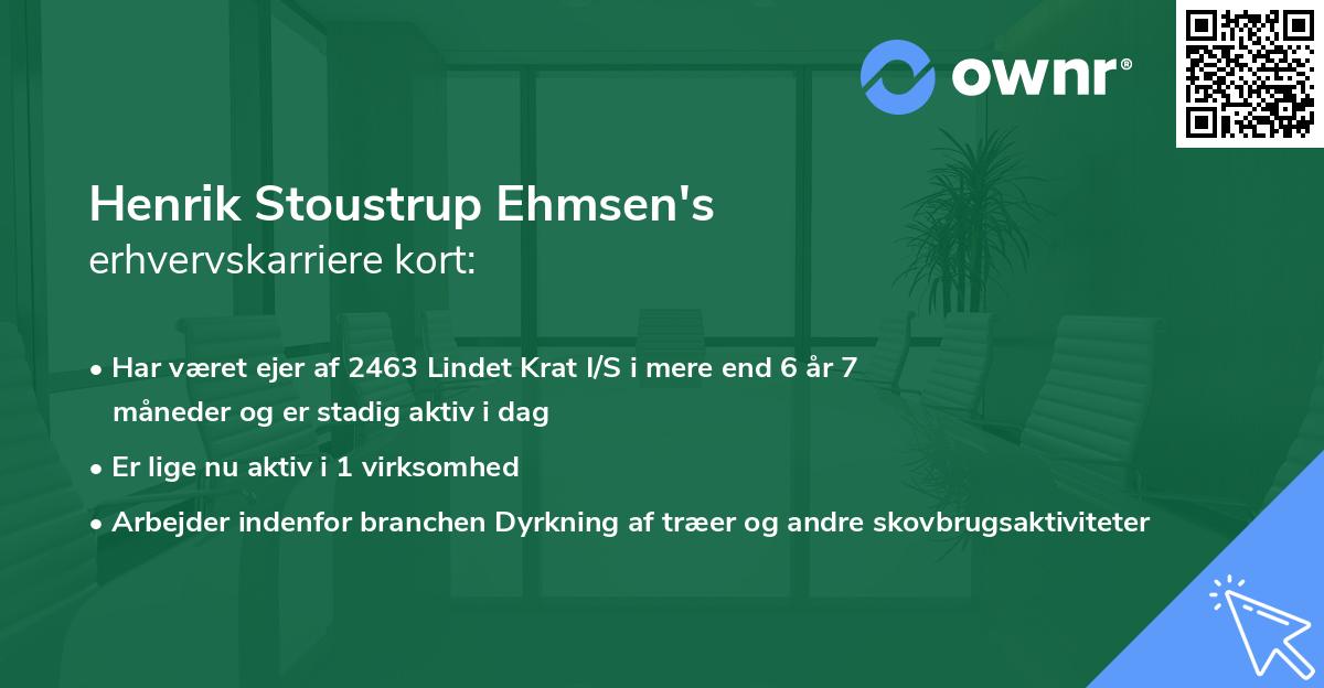 Henrik Stoustrup Ehmsen's erhvervskarriere kort