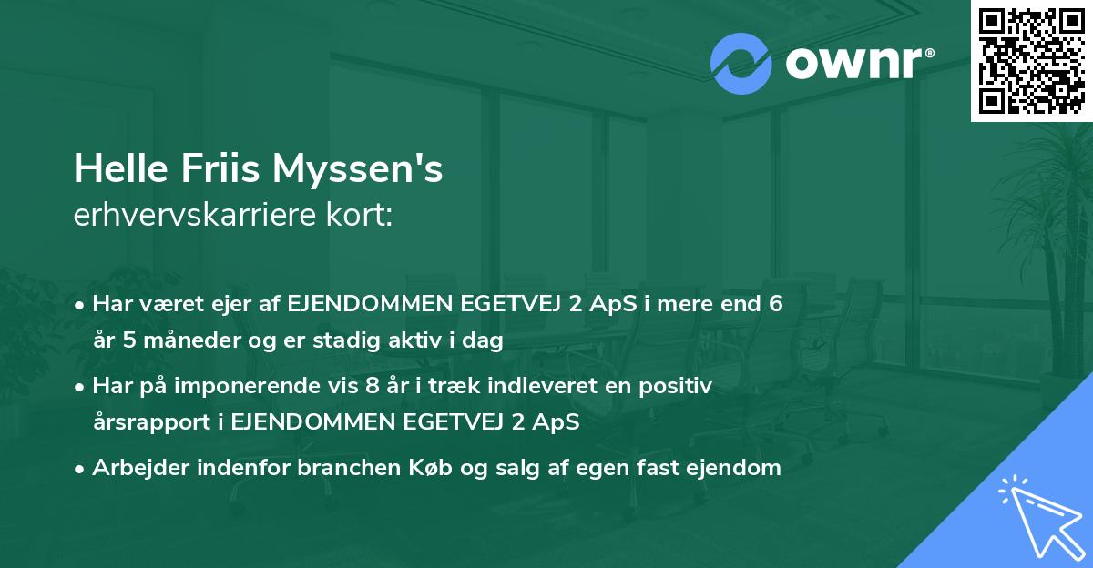 Helle Friis Myssen's erhvervskarriere kort