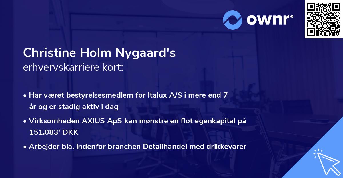 Christine Holm Nygaard's erhvervskarriere kort
