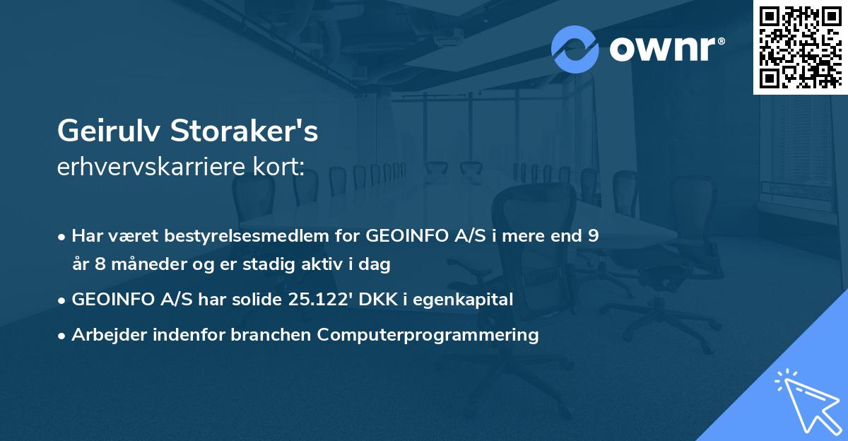 Geirulv Storaker's erhvervskarriere kort