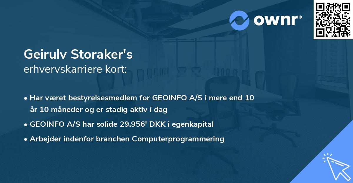 Geirulv Storaker's erhvervskarriere kort
