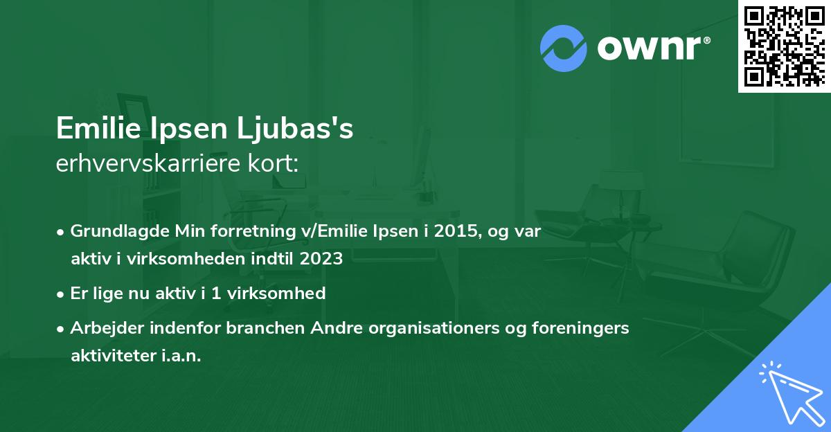 Emilie Ipsen Ljubas's erhvervskarriere kort