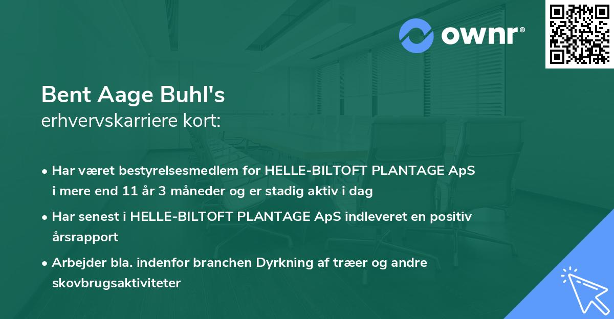 Bent Aage Buhl's erhvervskarriere kort