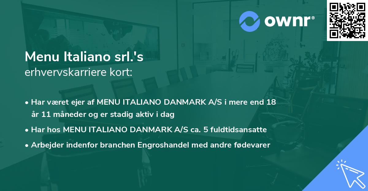 Menu Italiano srl.'s erhvervskarriere kort