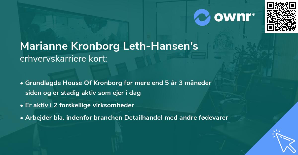 Marianne Kronborg Leth-Hansen's erhvervskarriere kort