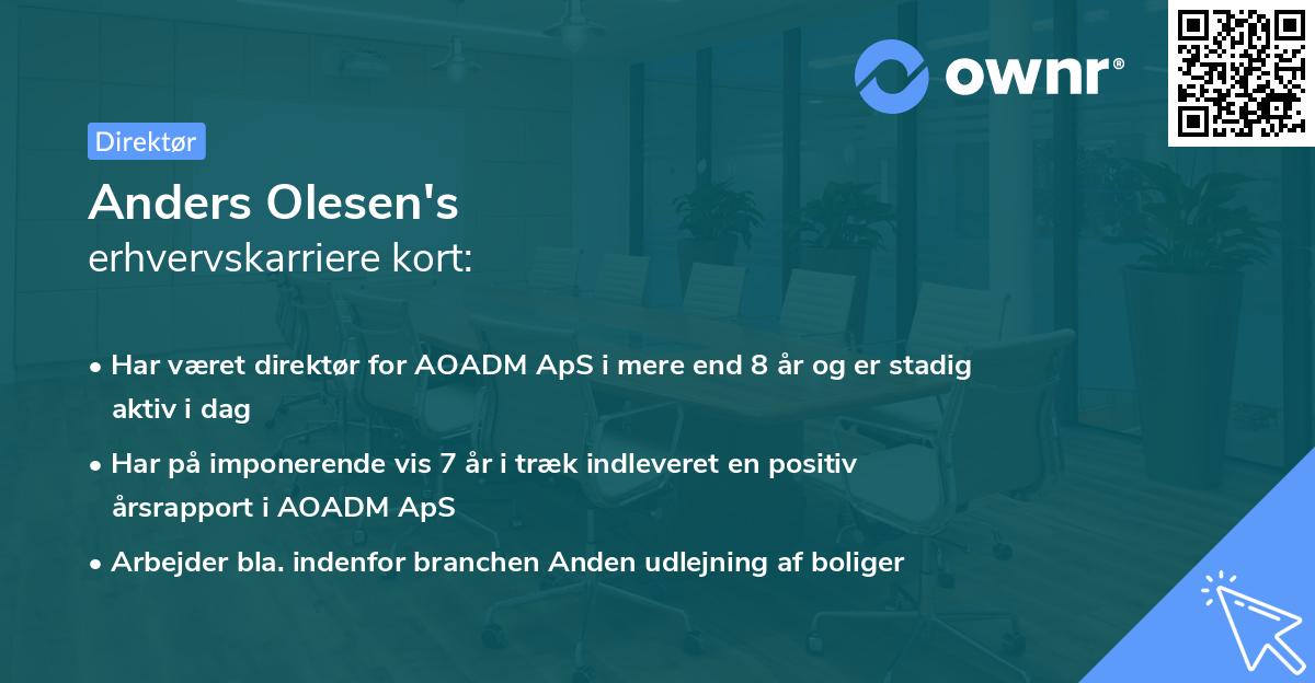 Anders Olesen's erhvervskarriere kort