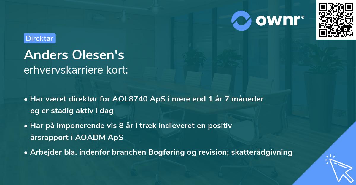 Anders Olesen's erhvervskarriere kort