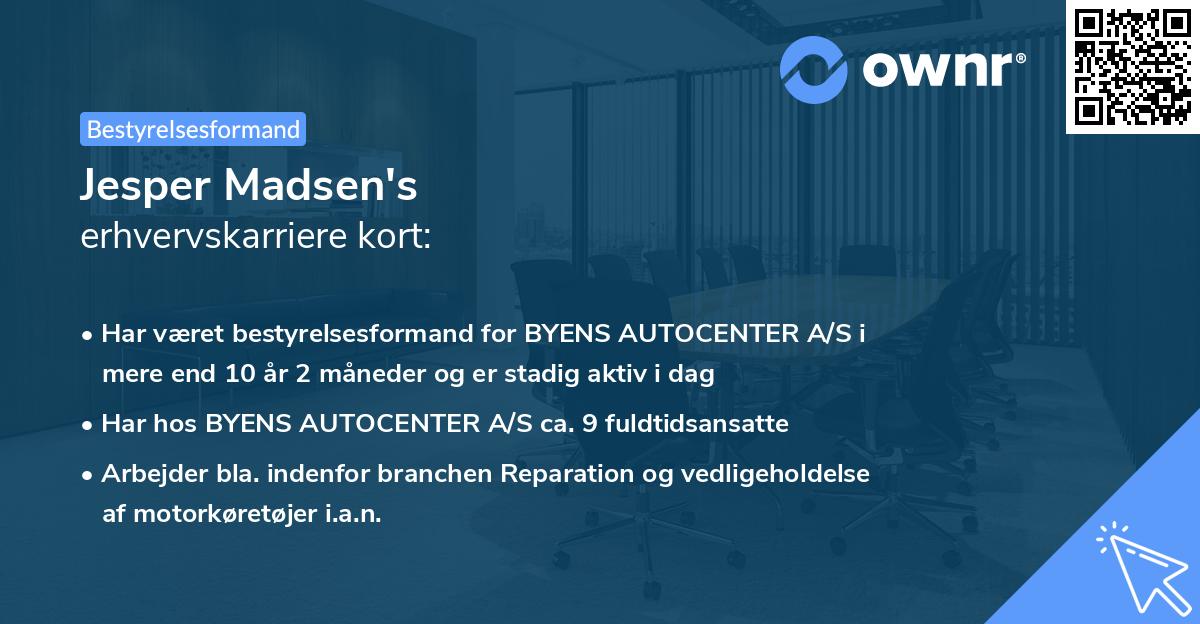 Jesper Madsen's erhvervskarriere kort