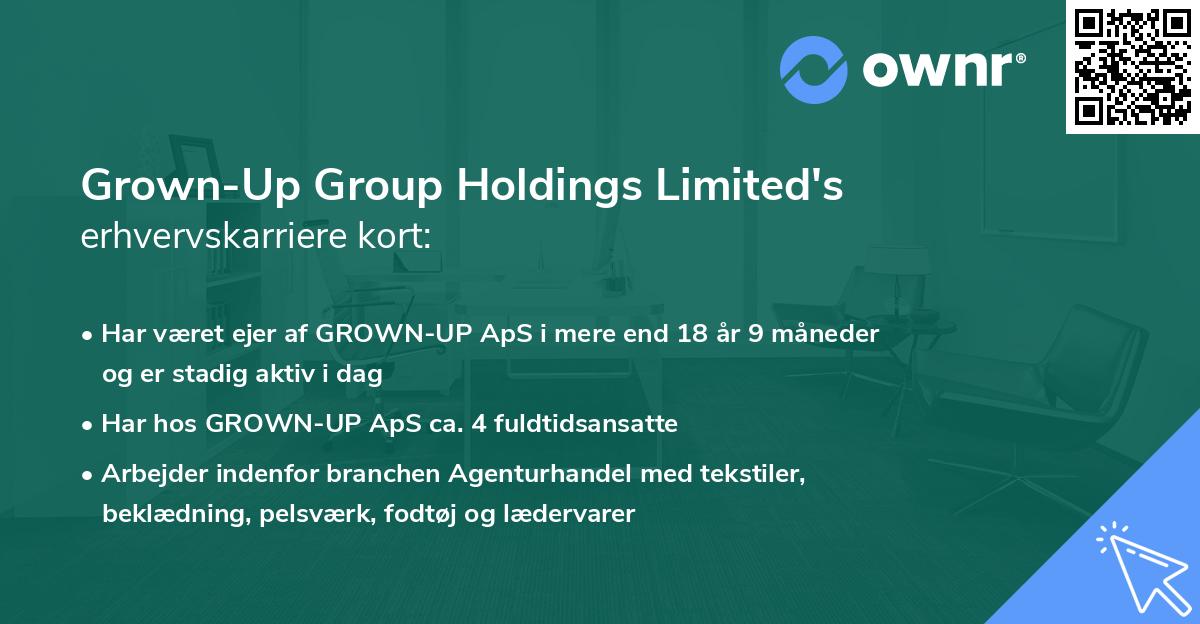 Grown-Up Group Holdings Limited's erhvervskarriere kort