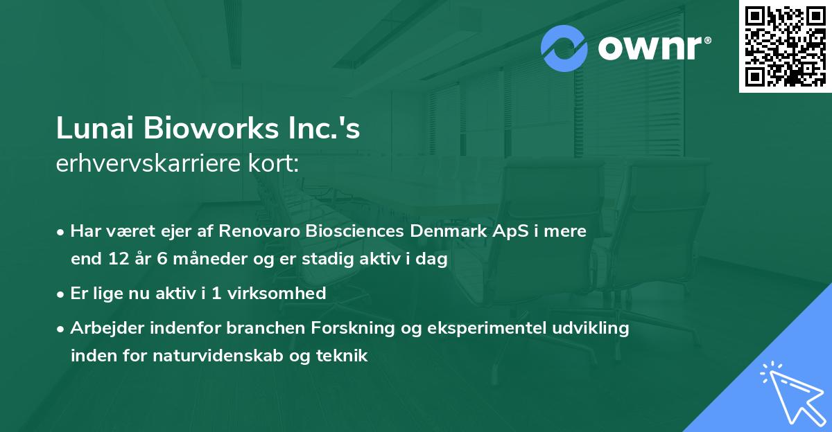 Lunai Bioworks Inc.'s erhvervskarriere kort