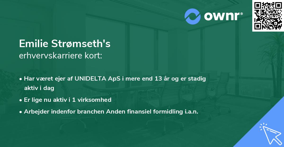 Emilie Strømseth's erhvervskarriere kort