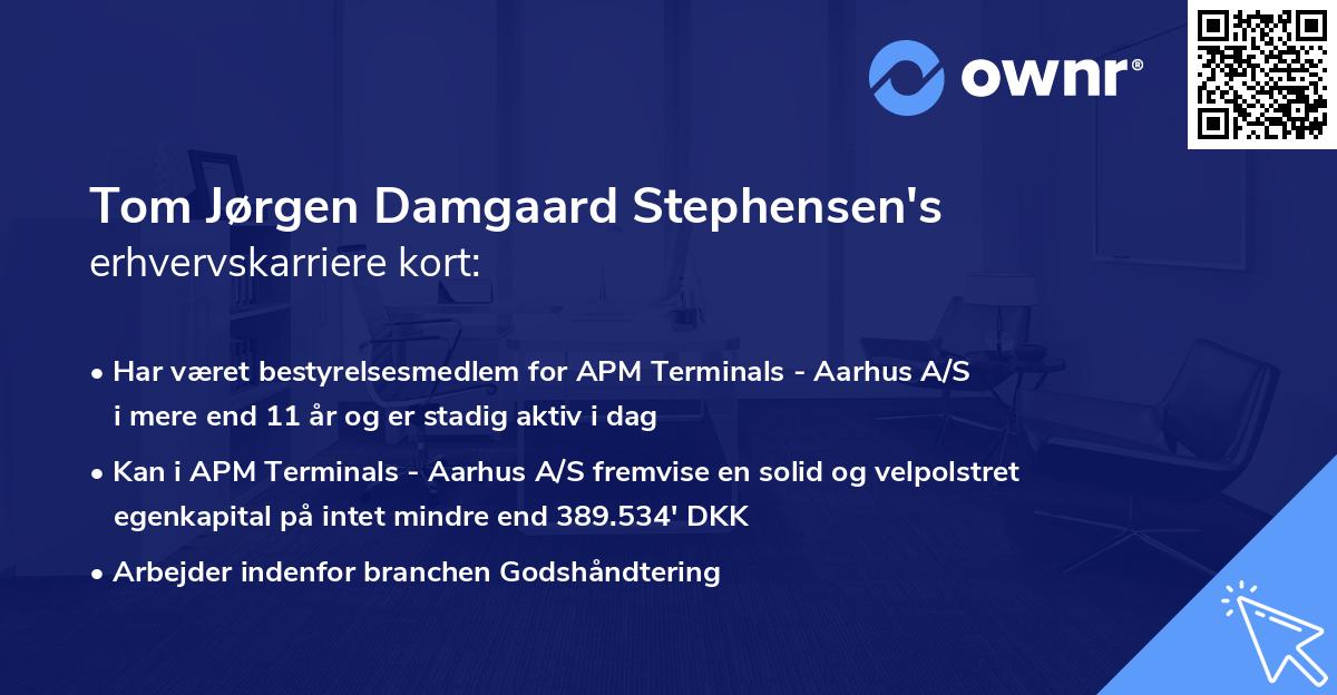 Tom Jørgen Damgaard Stephensen's erhvervskarriere kort