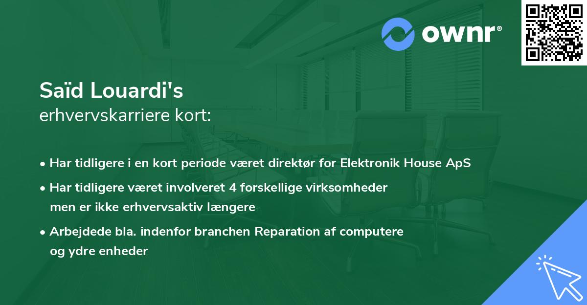 Saïd Louardi's erhvervskarriere kort