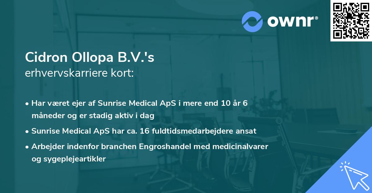 Cidron Ollopa B.V.'s erhvervskarriere kort