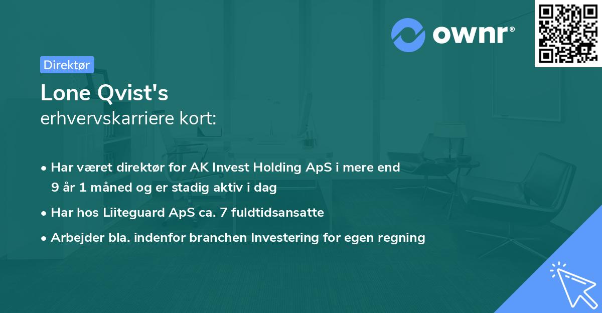 Lone Qvist's erhvervskarriere kort