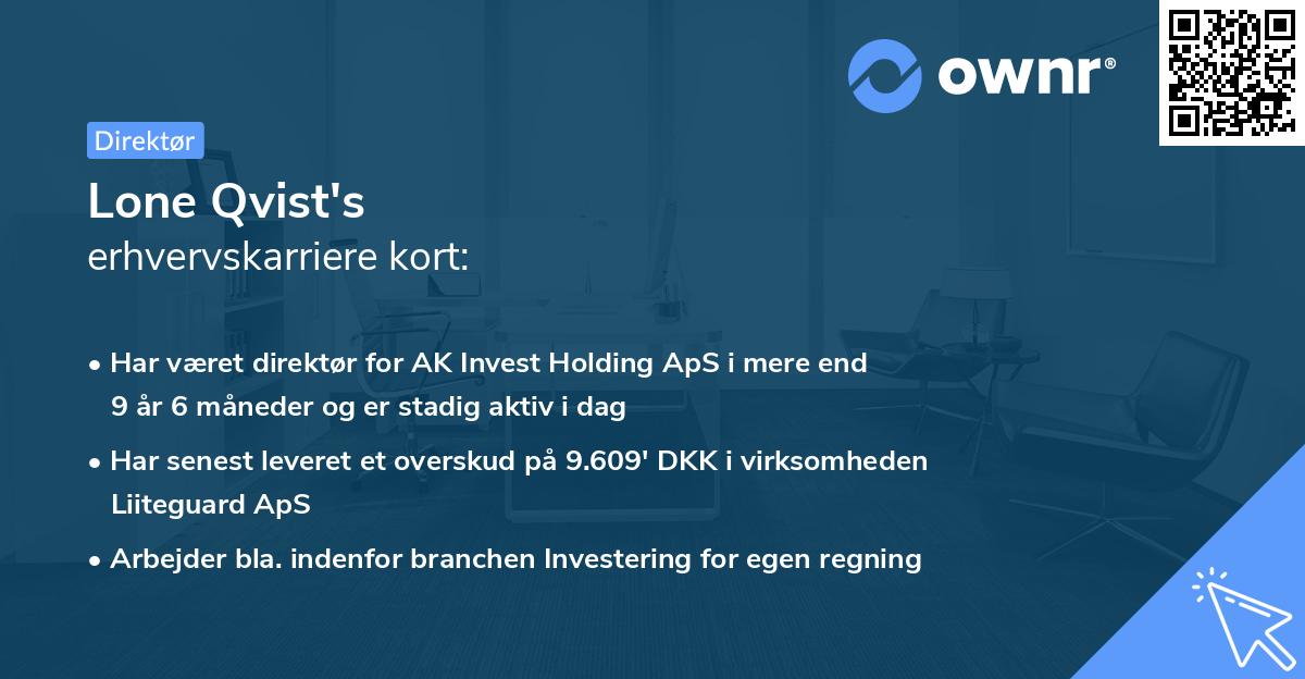 Lone Qvist's erhvervskarriere kort