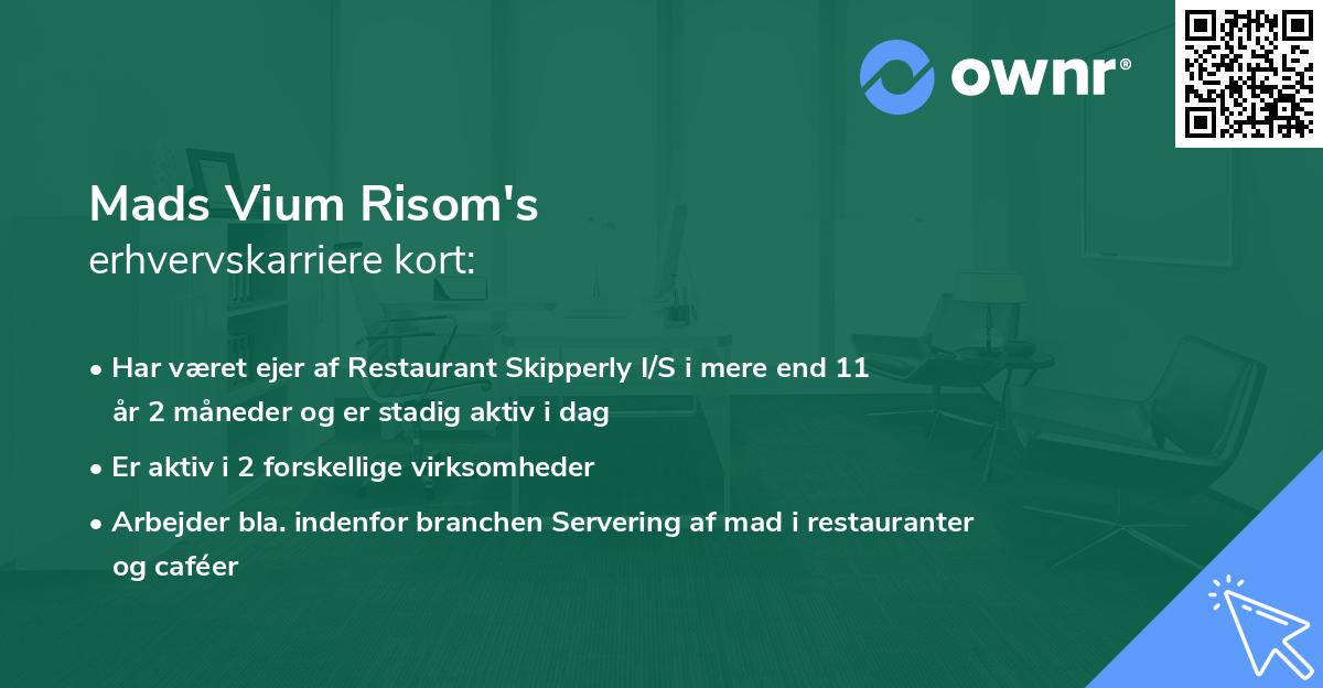 Mads Vium Risom's erhvervskarriere kort
