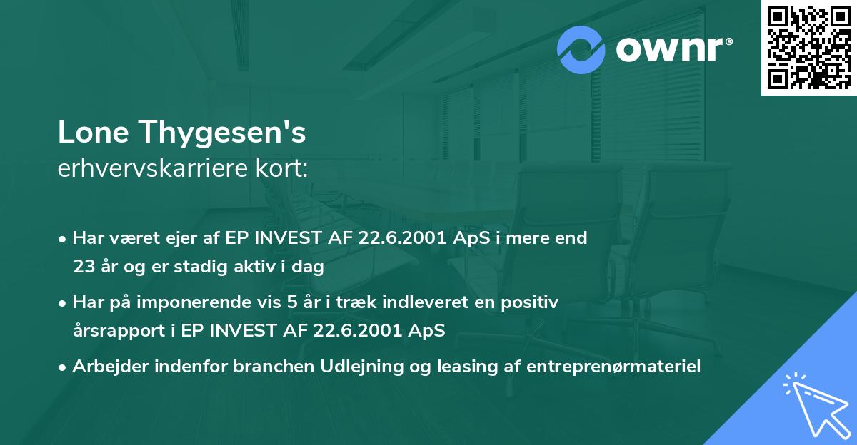 Lone Thygesen's erhvervskarriere kort